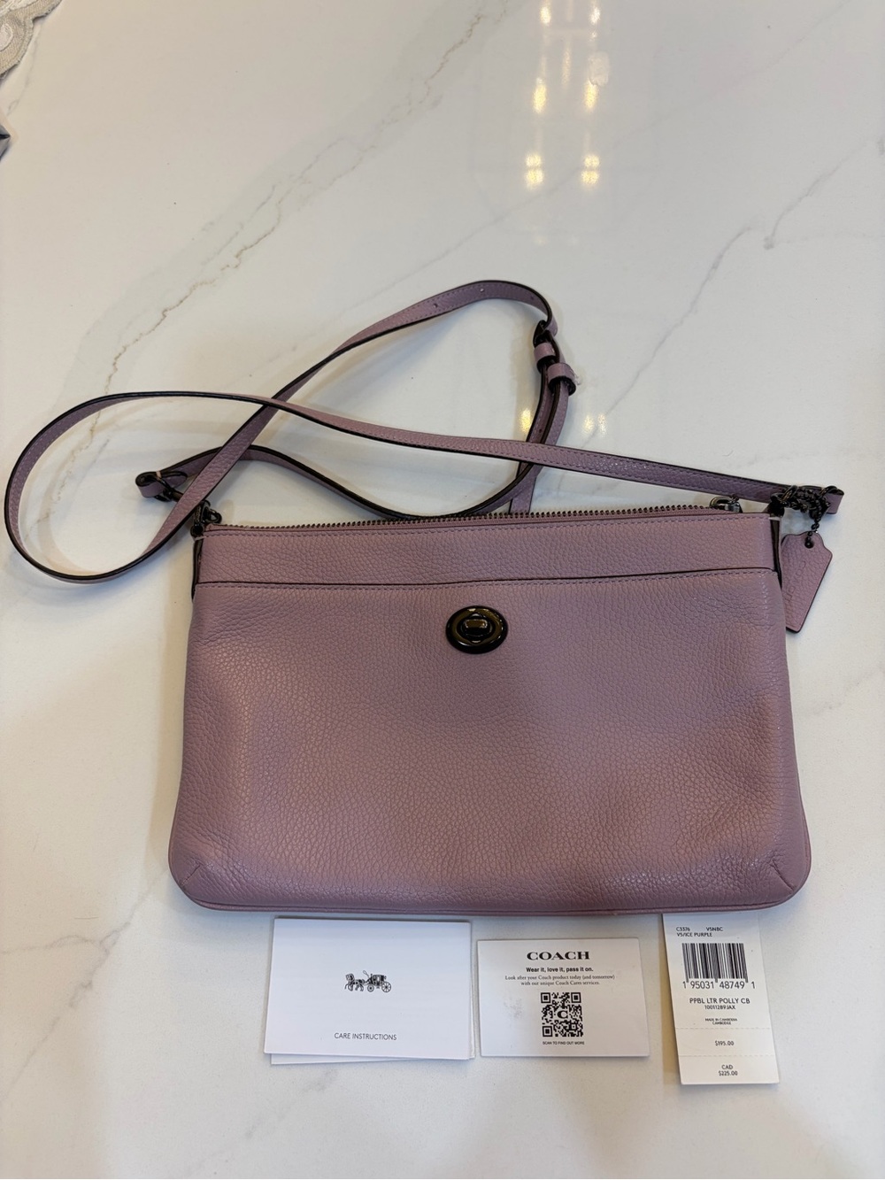 Coach Ice Purple Pebbled Leather Crossbody Bag